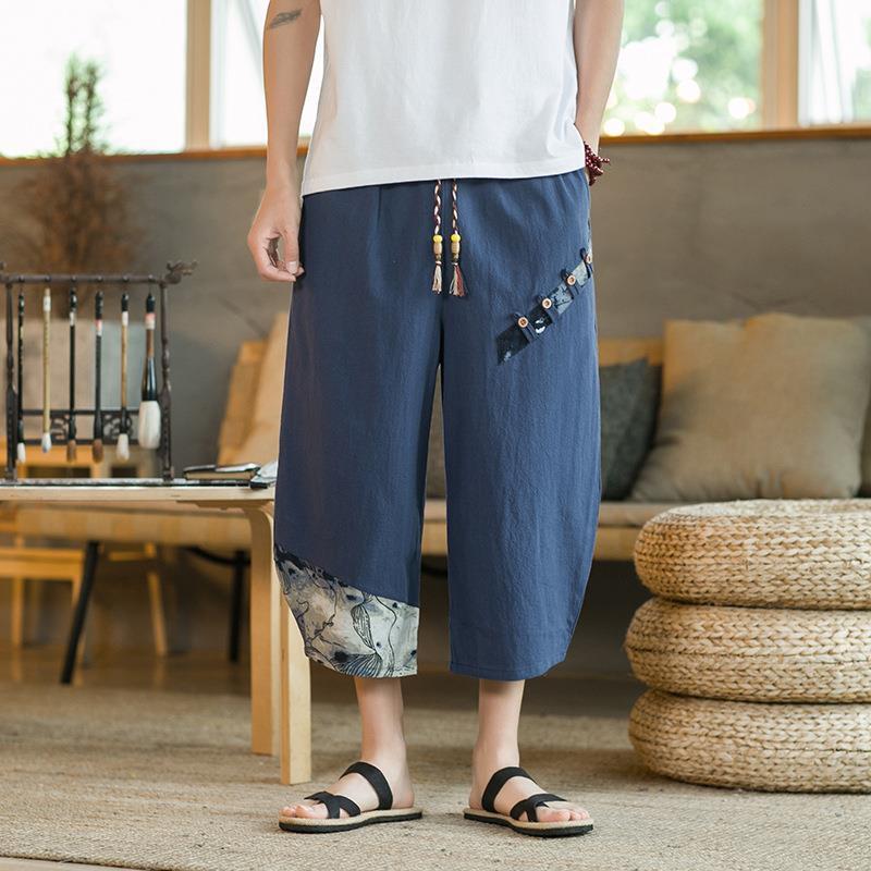 Linen Ankle Length Pants Men's casual Shorts