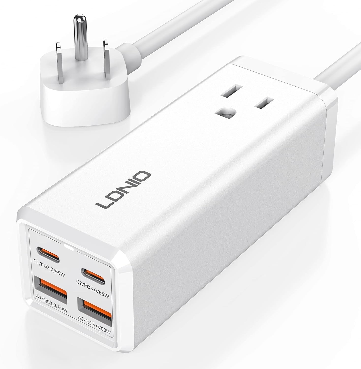 USB C Charger, MANTO 65W 5-in-1 GaN USB Charging Station, Super-Fast Charger With 2 USB C Ports, 2 USB Ports And 1 Outlet, USB C Power Strip
