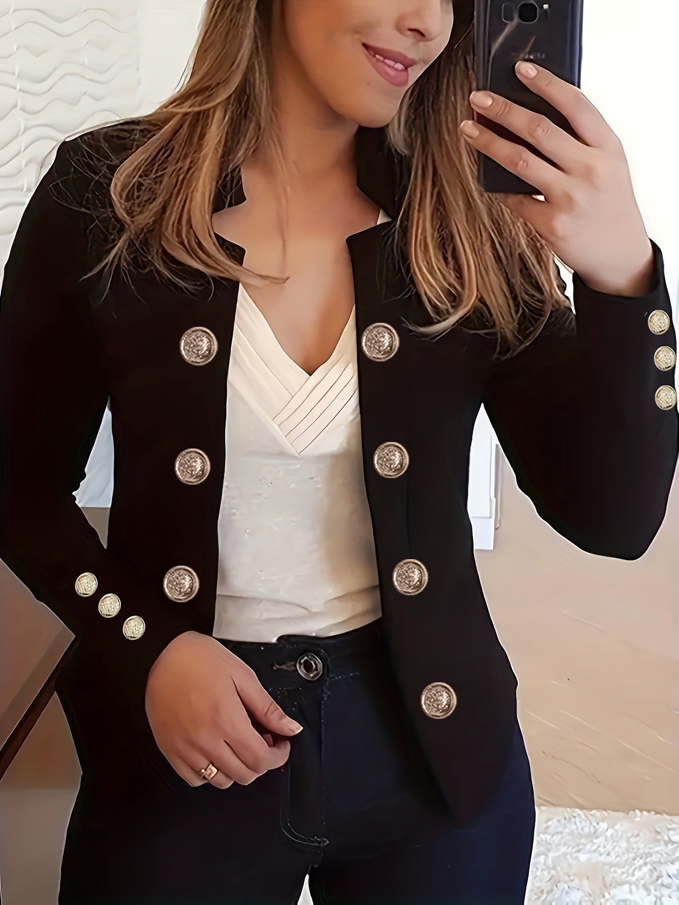 Women's Fashion Cuff Button Small Suit