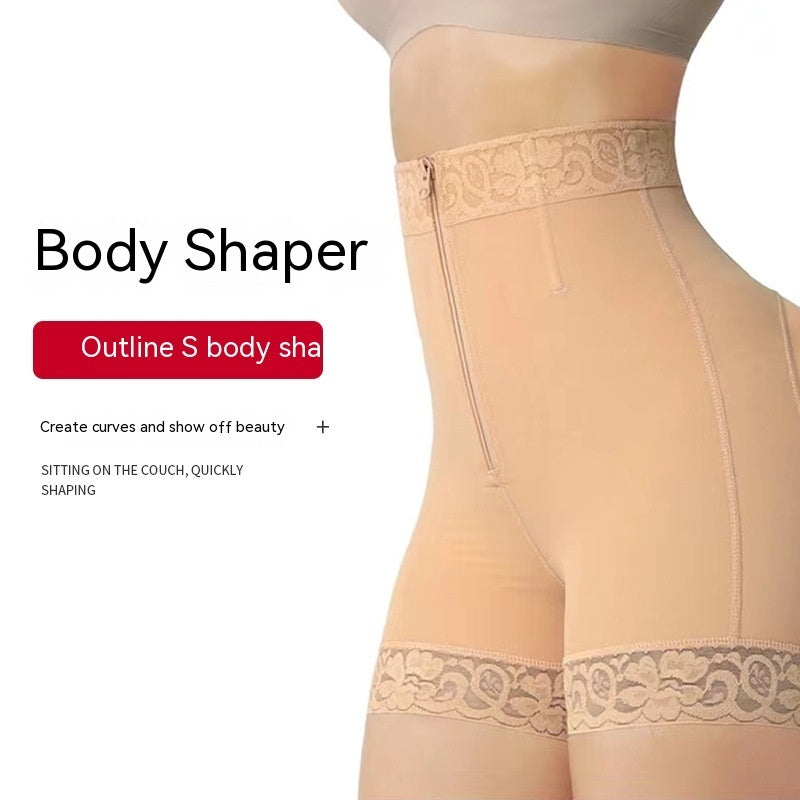 women New Hip Slimming Clothes Abdominal Pants Zipper Hip Lifting