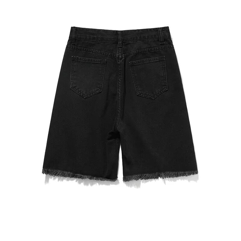 Men's Zipper Black Denim Shorts