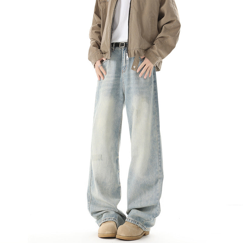 Men's Retro Light Blue Straight Casual Jeans for men