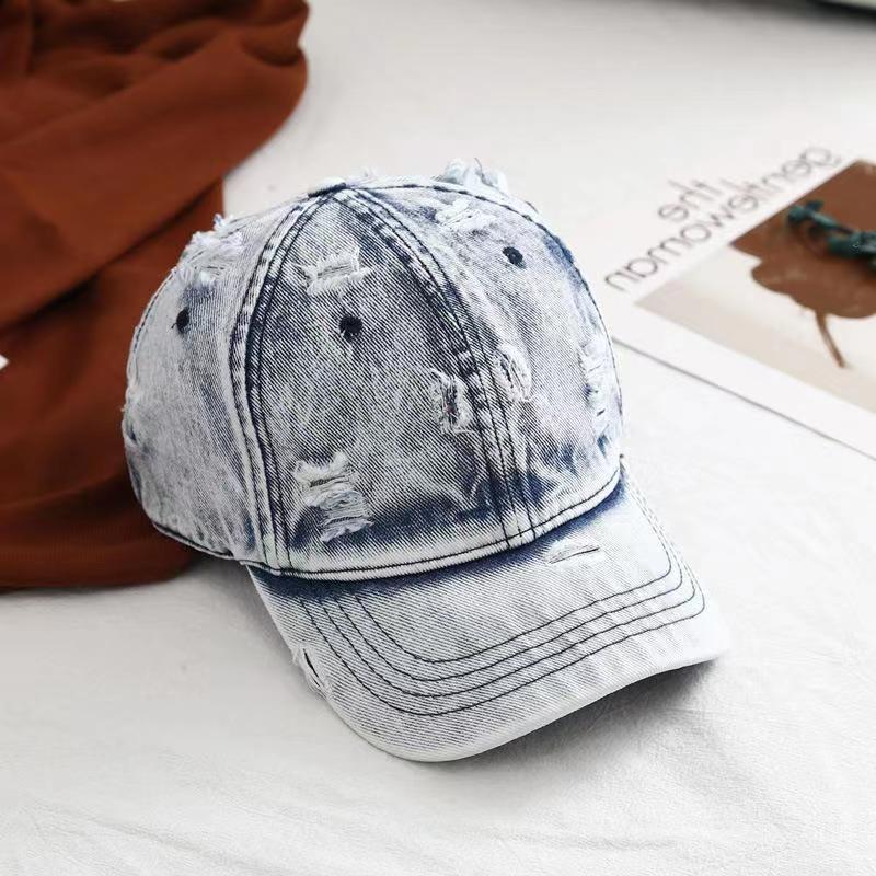Retro Worn Looking Washed-out Denim Baseball Hat