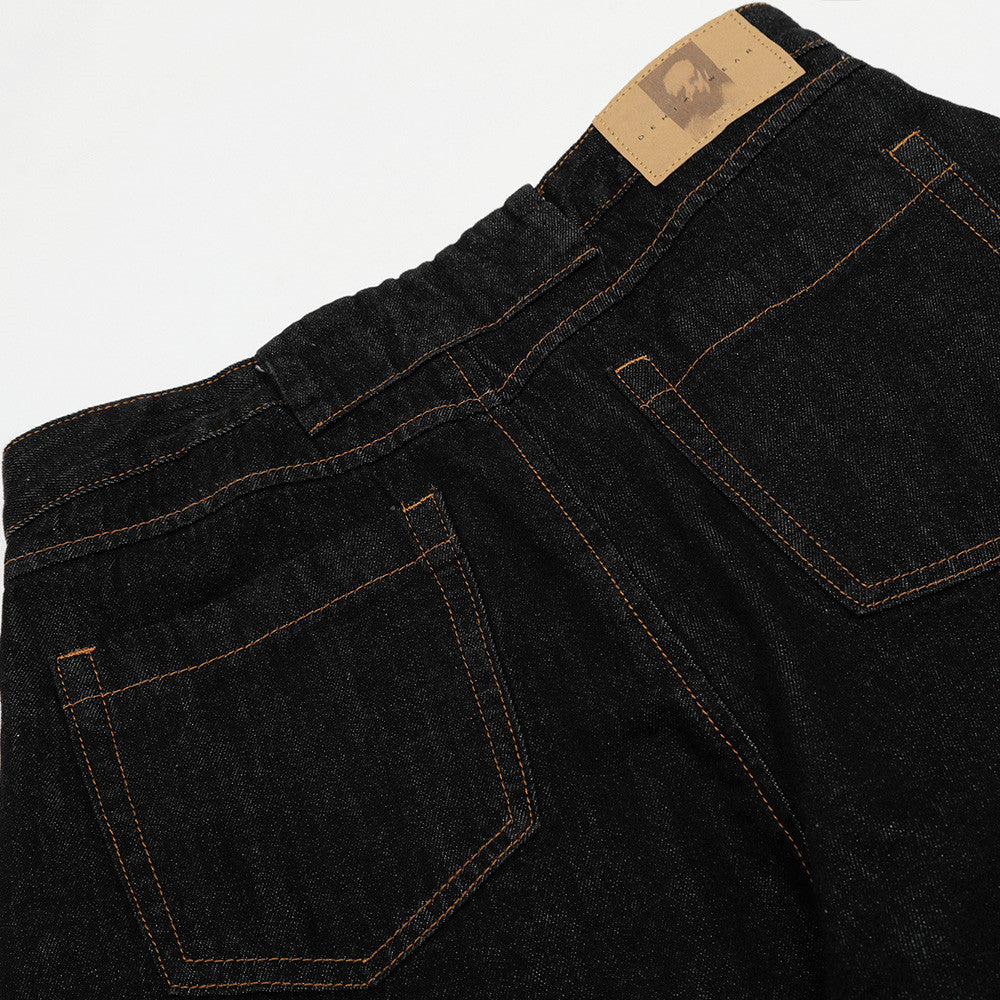 Washed Simple Solid Color Loose Wide-leg jean