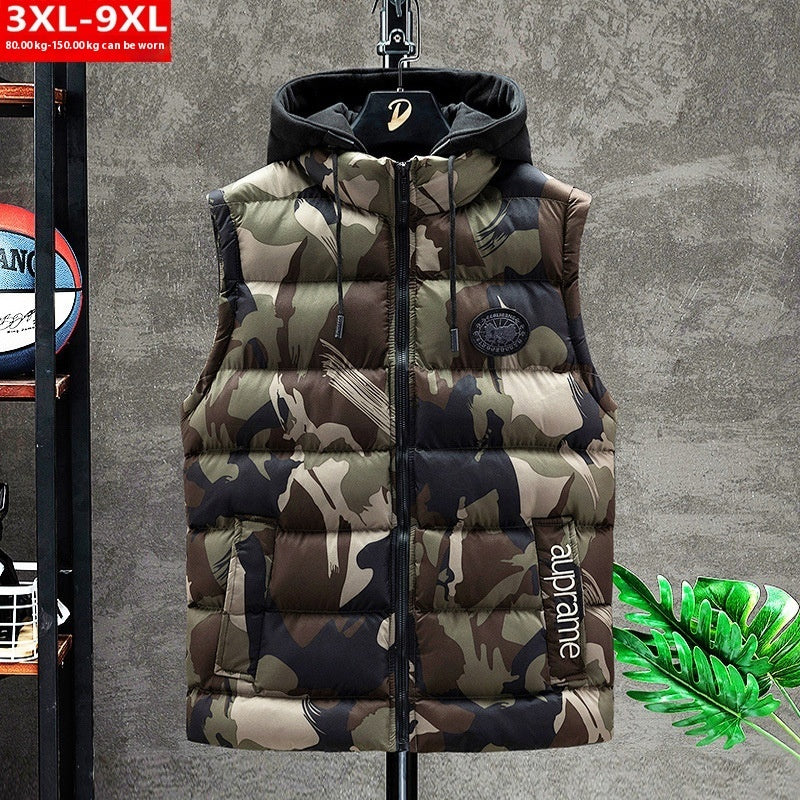 Autumn And Winter Men's Camouflage Hooded Cotton Warm Sleeveless