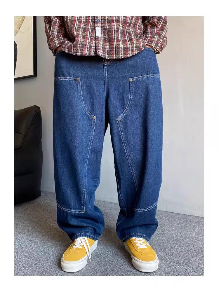 American Casual Pu Shuai Retro Workwear Jeans for men