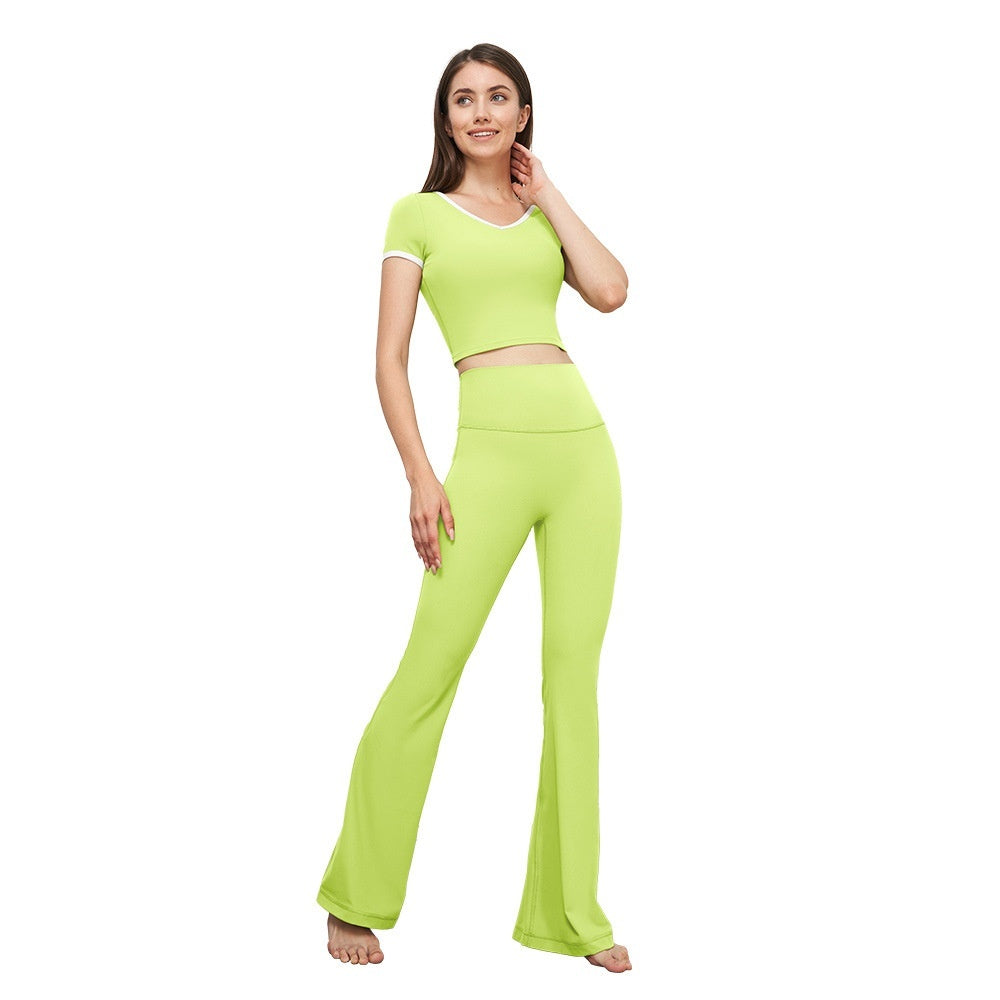 Nude Feel Wide Leg Skinny Yoga Pants High Waist Non-embarrassing Line Sports Trousers