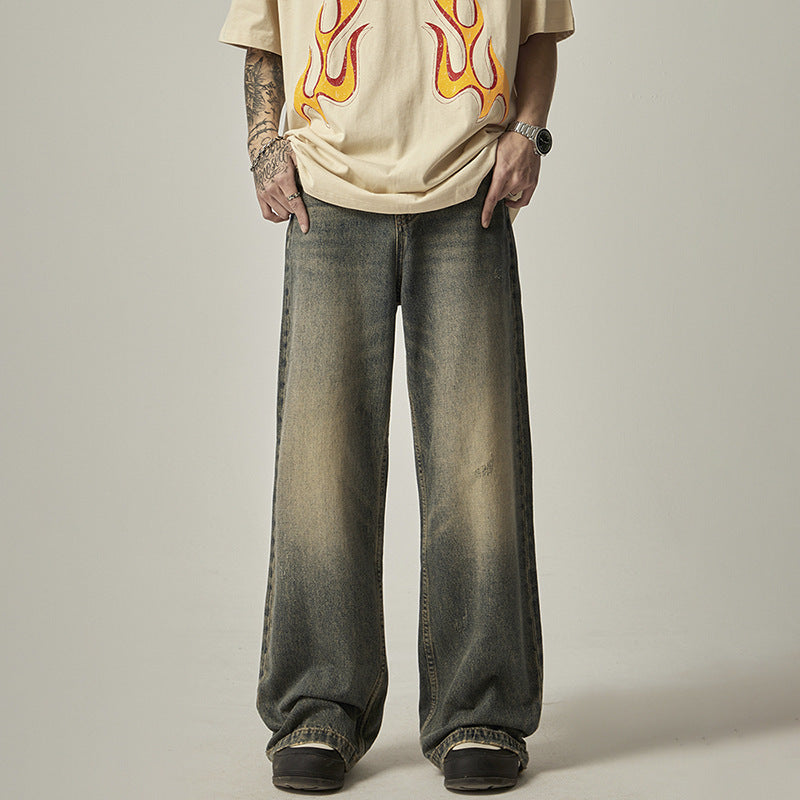 Straight Loose-fitting Wide-leg Trousers for men