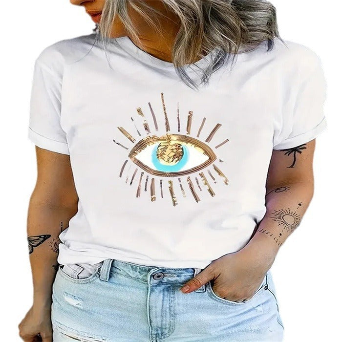 Women's All-matching Round Neck Short Sleeve T-shirt