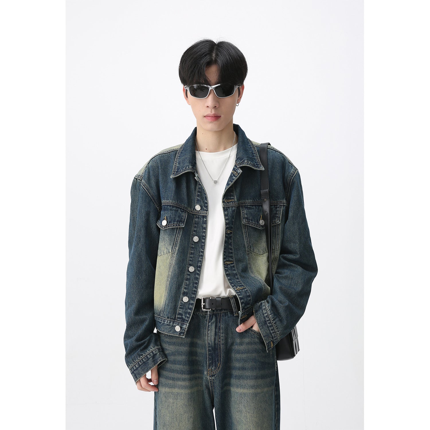 Retro Do the Old Cowboy Coat Trendy Straight Jeans Suit