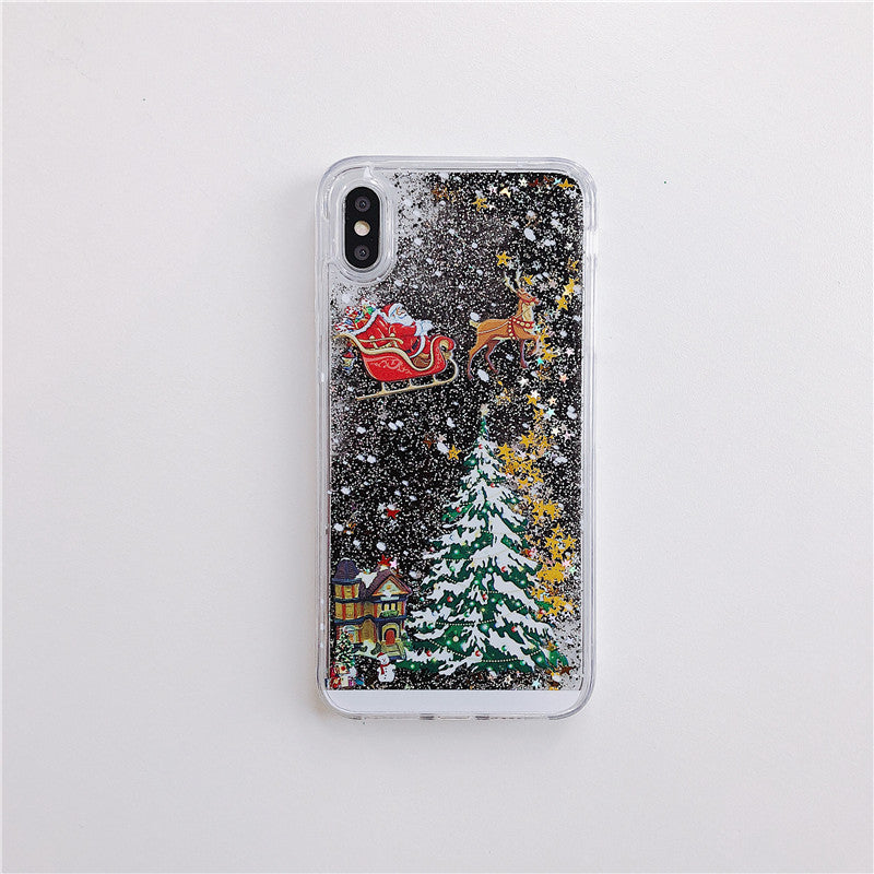 Compatible With iPhone , Santa Claus Christmas Tree Quicksand Shell