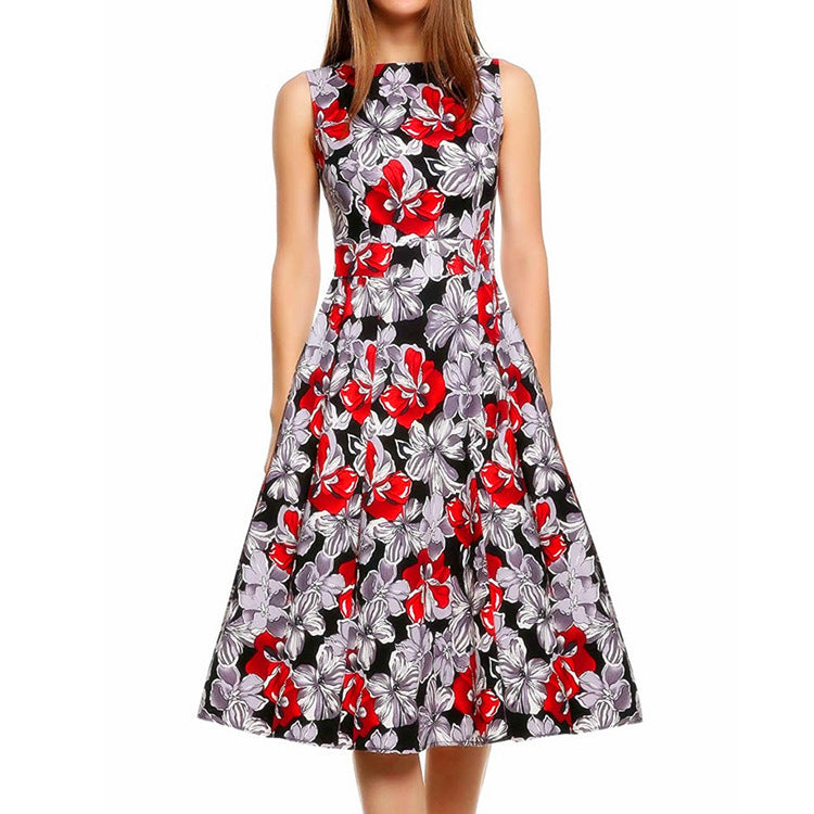 women Vintage print dress
