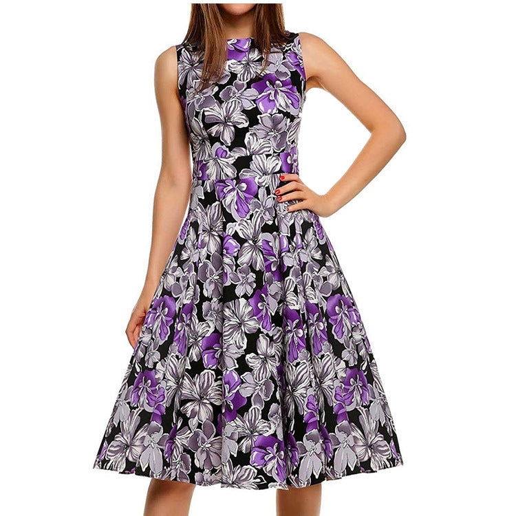 women Vintage print dress