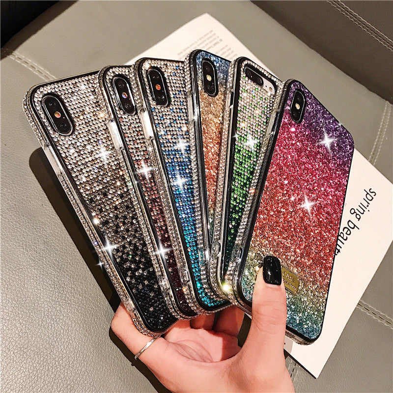 New Phone Case Suitable For Rainbow Pasted Leather Diamond Mobile Phone Case, compatible with iphone