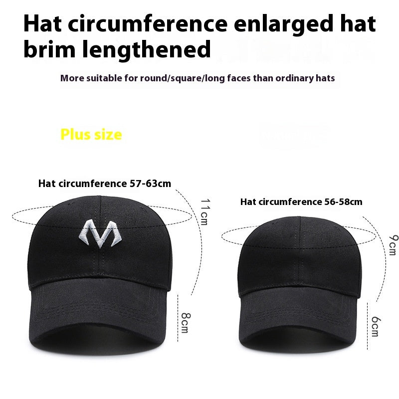 Plus Size Hat Women's Sports Casual Peaked Cap Big Head Circumference