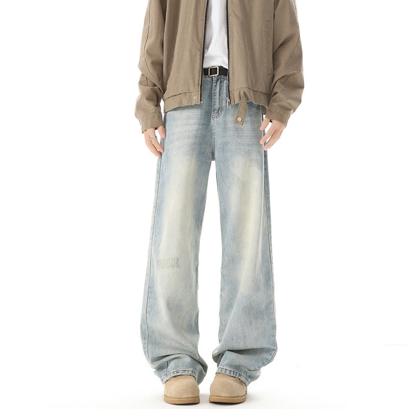 Men's Retro Light Blue Straight Casual Jeans for men