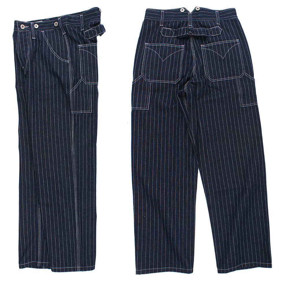 Striped Denim Loose Railway Overalls for men