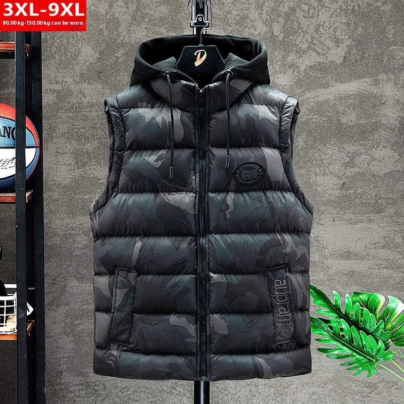 Autumn And Winter Men's Camouflage Hooded Cotton Warm Sleeveless