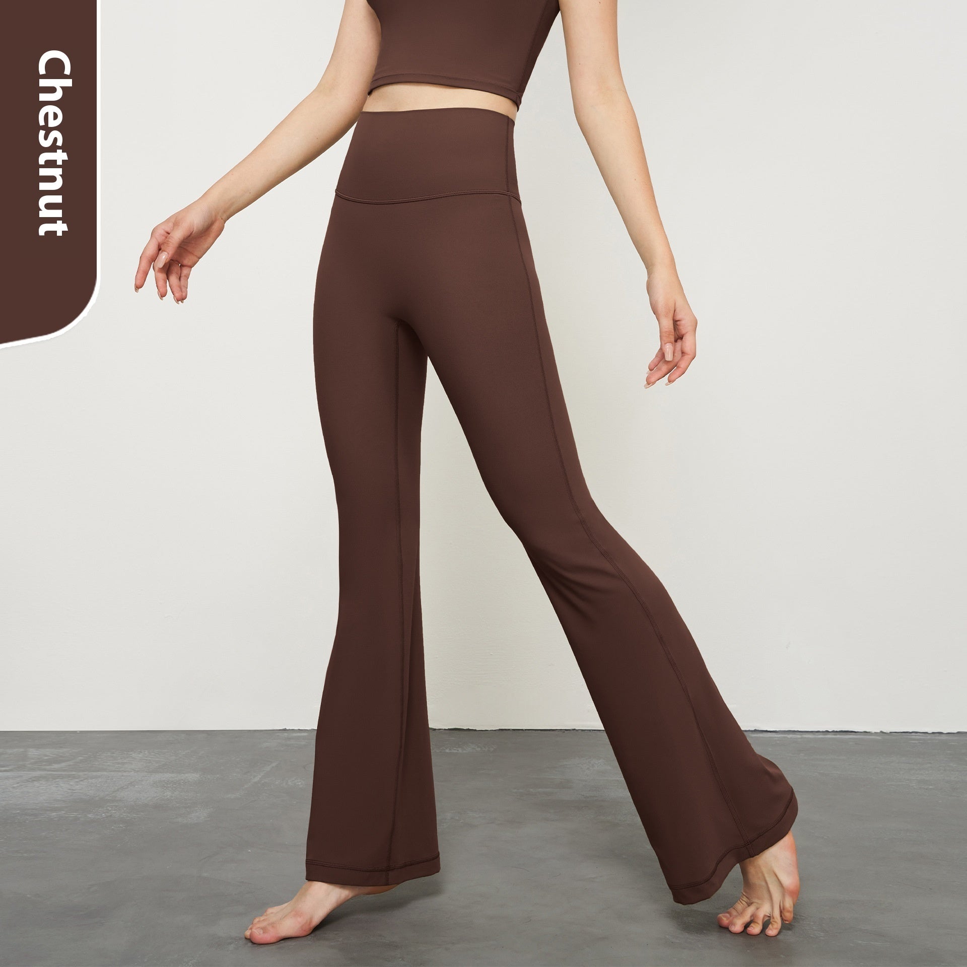 Nude Feel Wide Leg Skinny Yoga Pants High Waist Non-embarrassing Line Sports Trousers