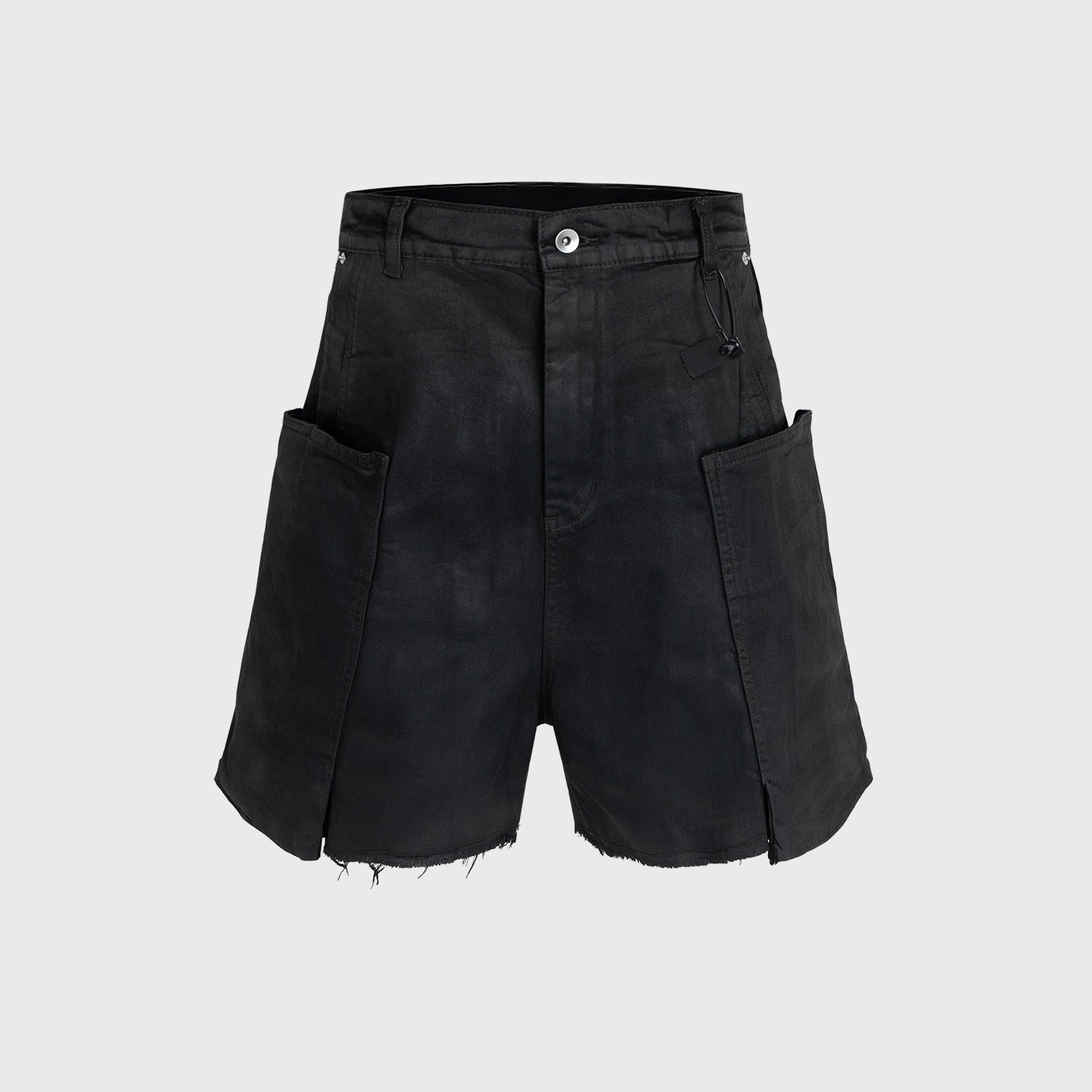 Men's Brush Wax Coating Burr Dark Overalls Denim Shorts