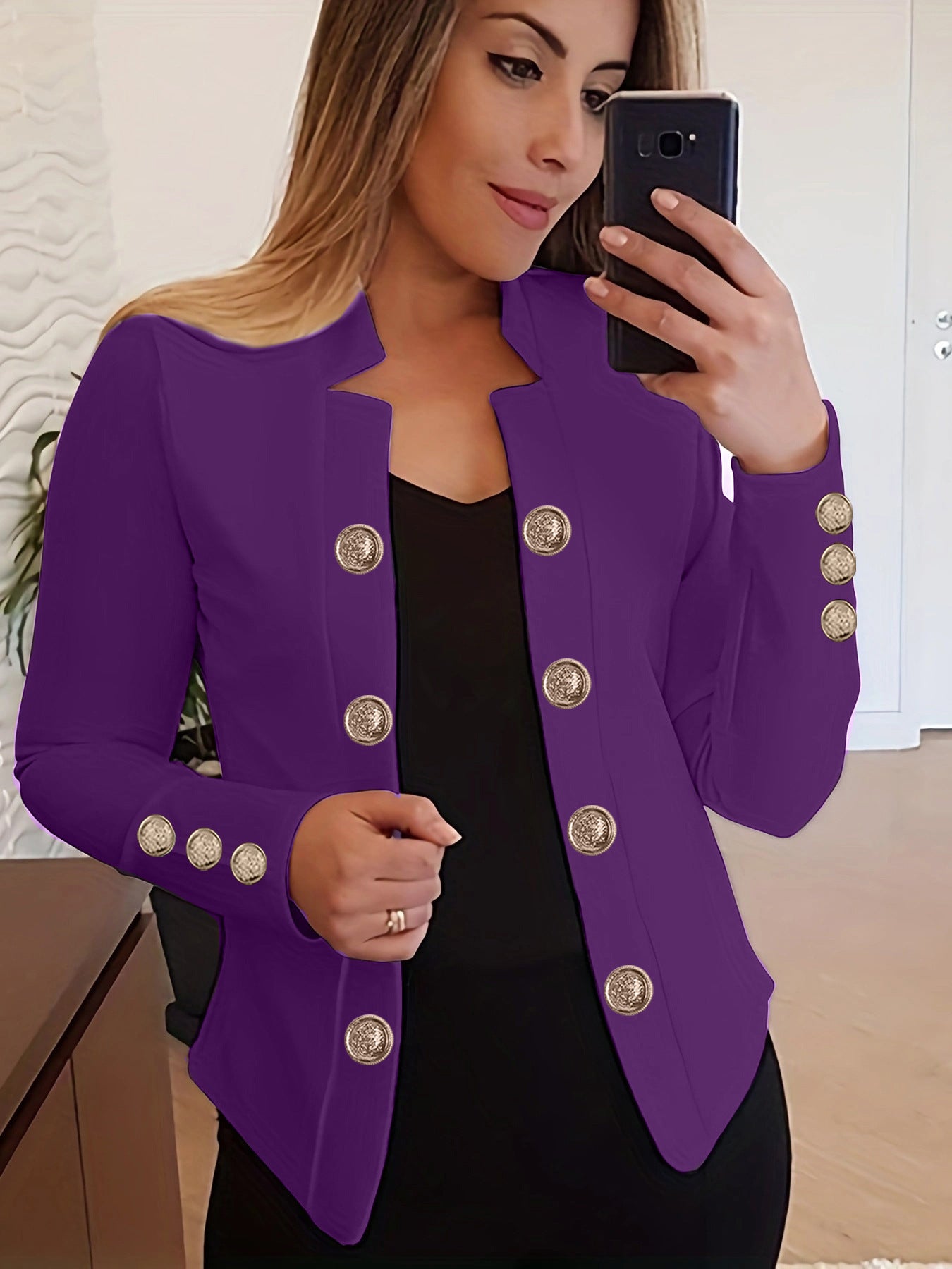 Women's Fashion Cuff Button Small Suit