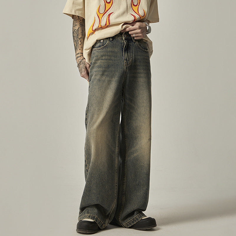 Straight Loose-fitting Wide-leg Trousers for men