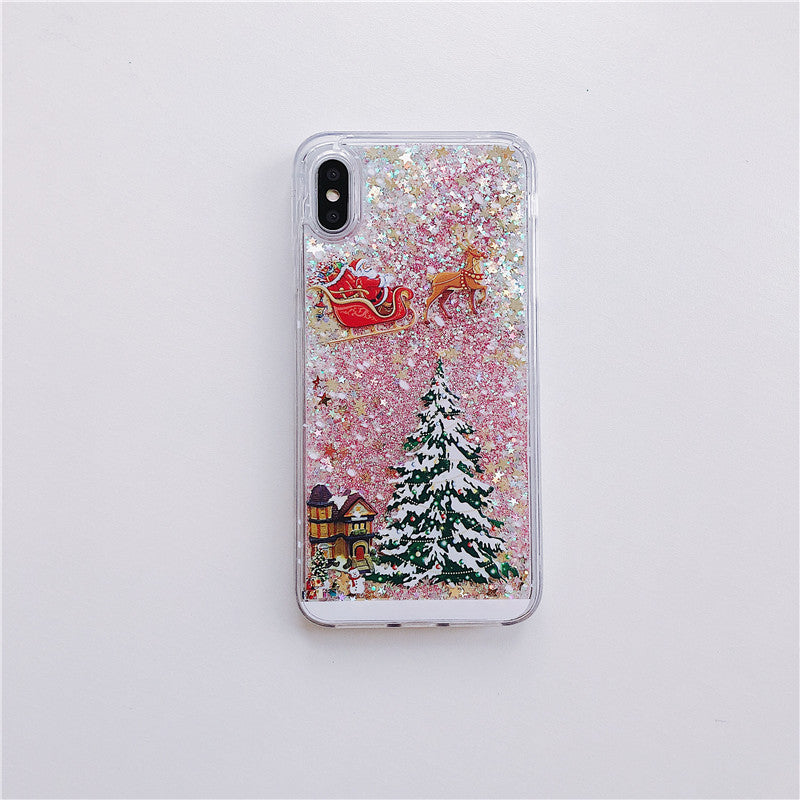Compatible With iPhone , Santa Claus Christmas Tree Quicksand Shell