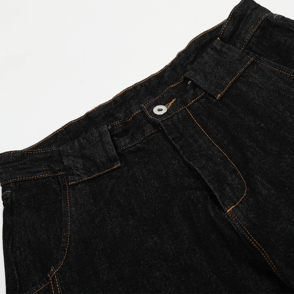 Washed Simple Solid Color Loose Wide-leg jean