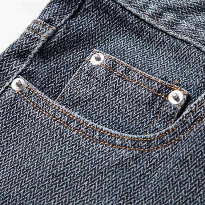 Starry Sky Pattern Denim Shorts Men's Retro Straight