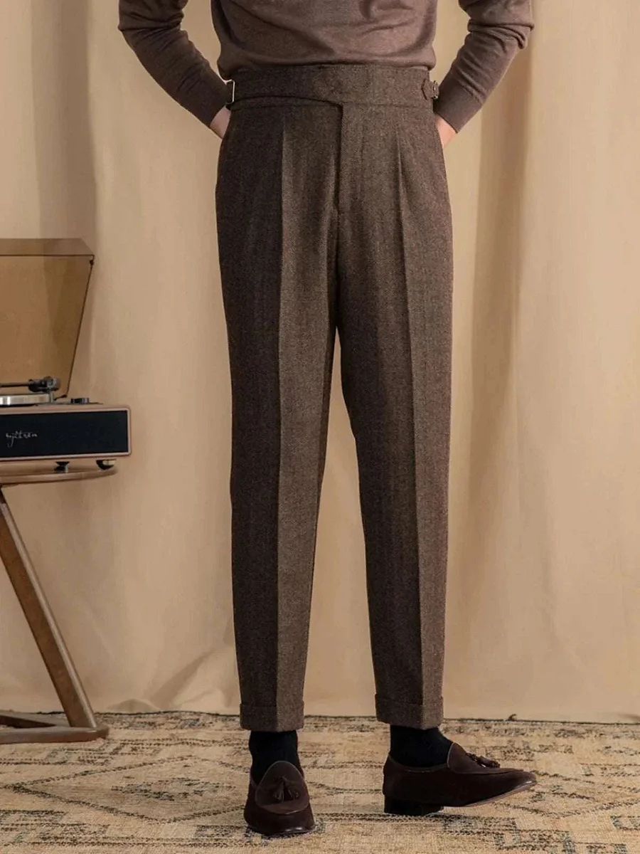 Antonios Vintage Wool Herringbone Pants for men