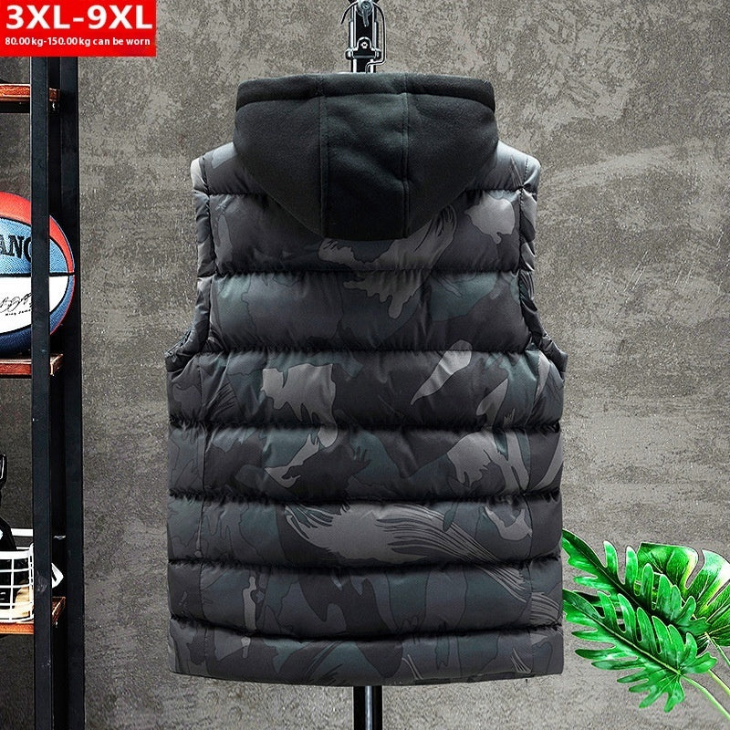 Autumn And Winter Men's Camouflage Hooded Cotton Warm Sleeveless