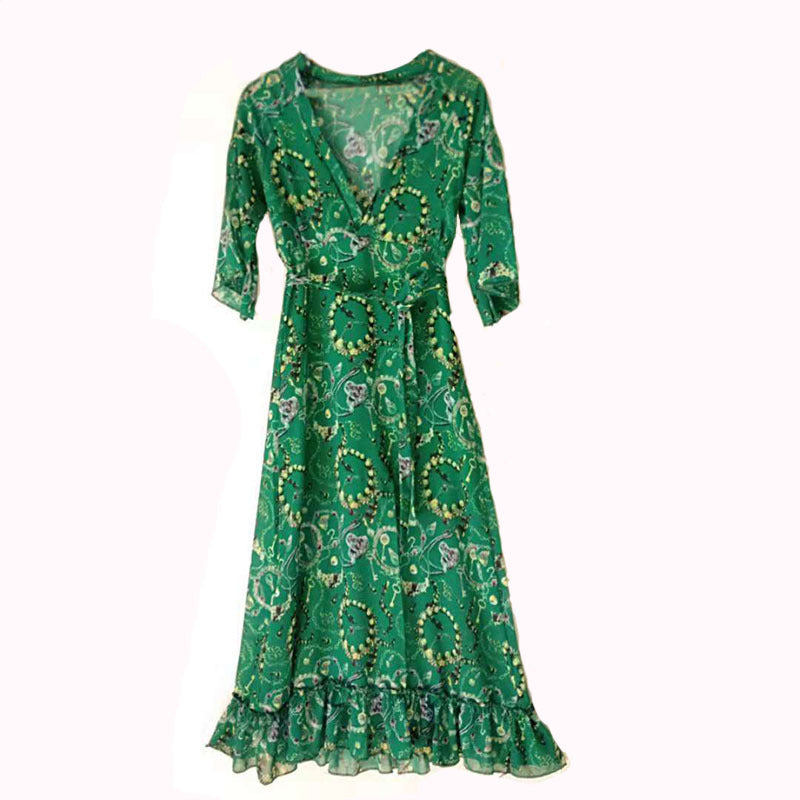 European And American Popular V-neck Dress