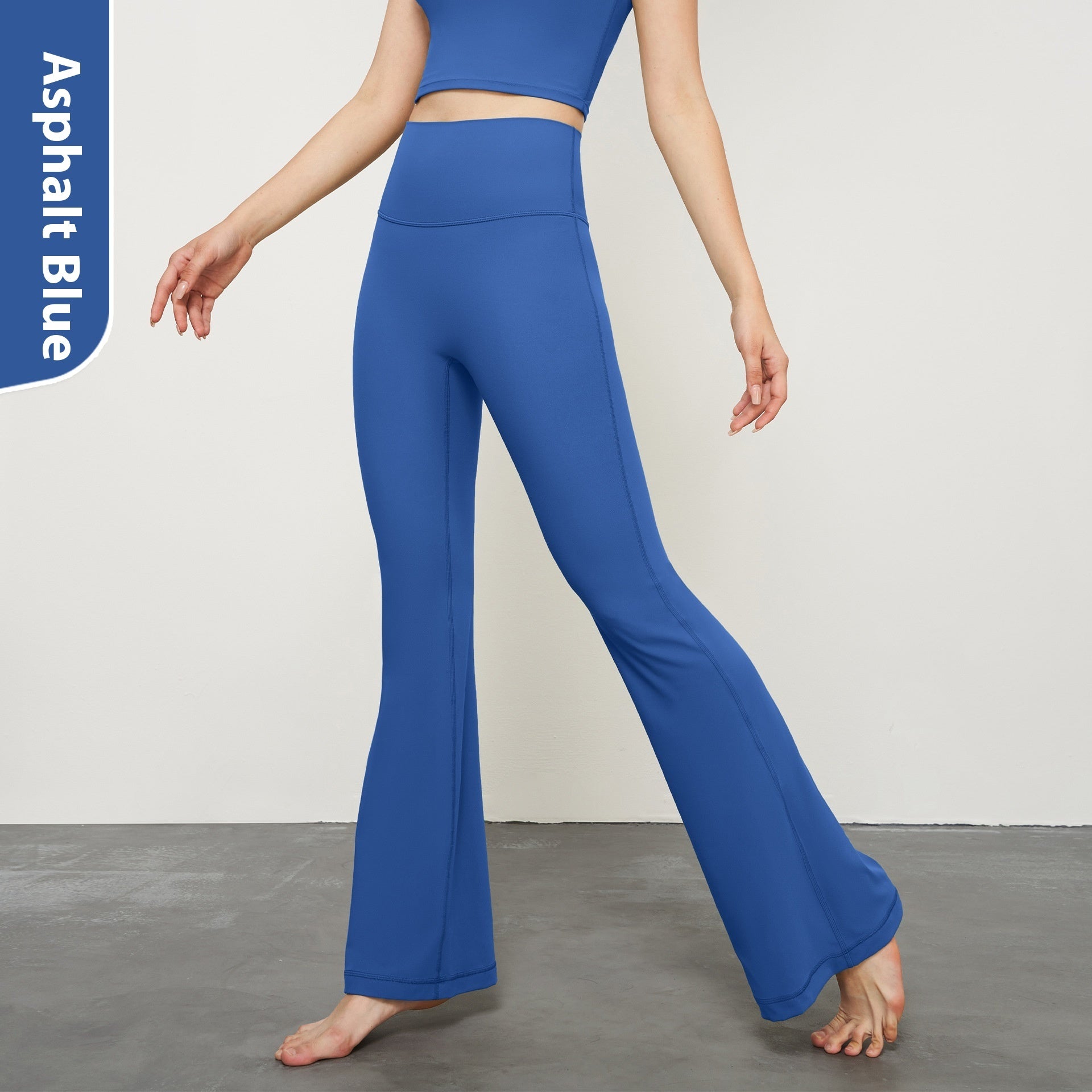Nude Feel Wide Leg Skinny Yoga Pants High Waist Non-embarrassing Line Sports Trousers