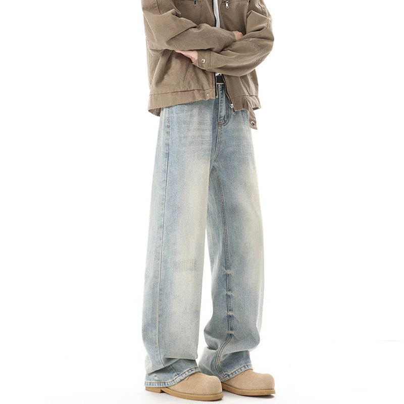 Men's Retro Light Blue Straight Casual Jeans for men