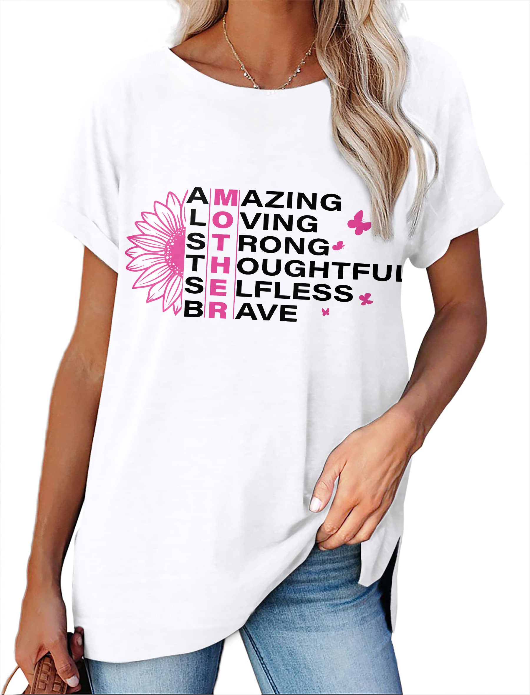Women's Minimalist Printed Casual Round Neck Short Sleeved Shirt