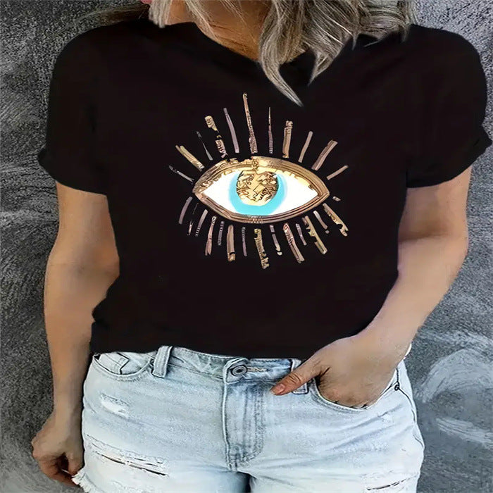 Women's All-matching Round Neck Short Sleeve T-shirt