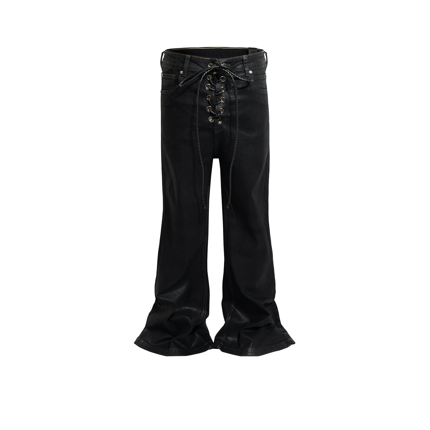 Men's And Women's Same Back Ribbon Drawstring Flared Jeans