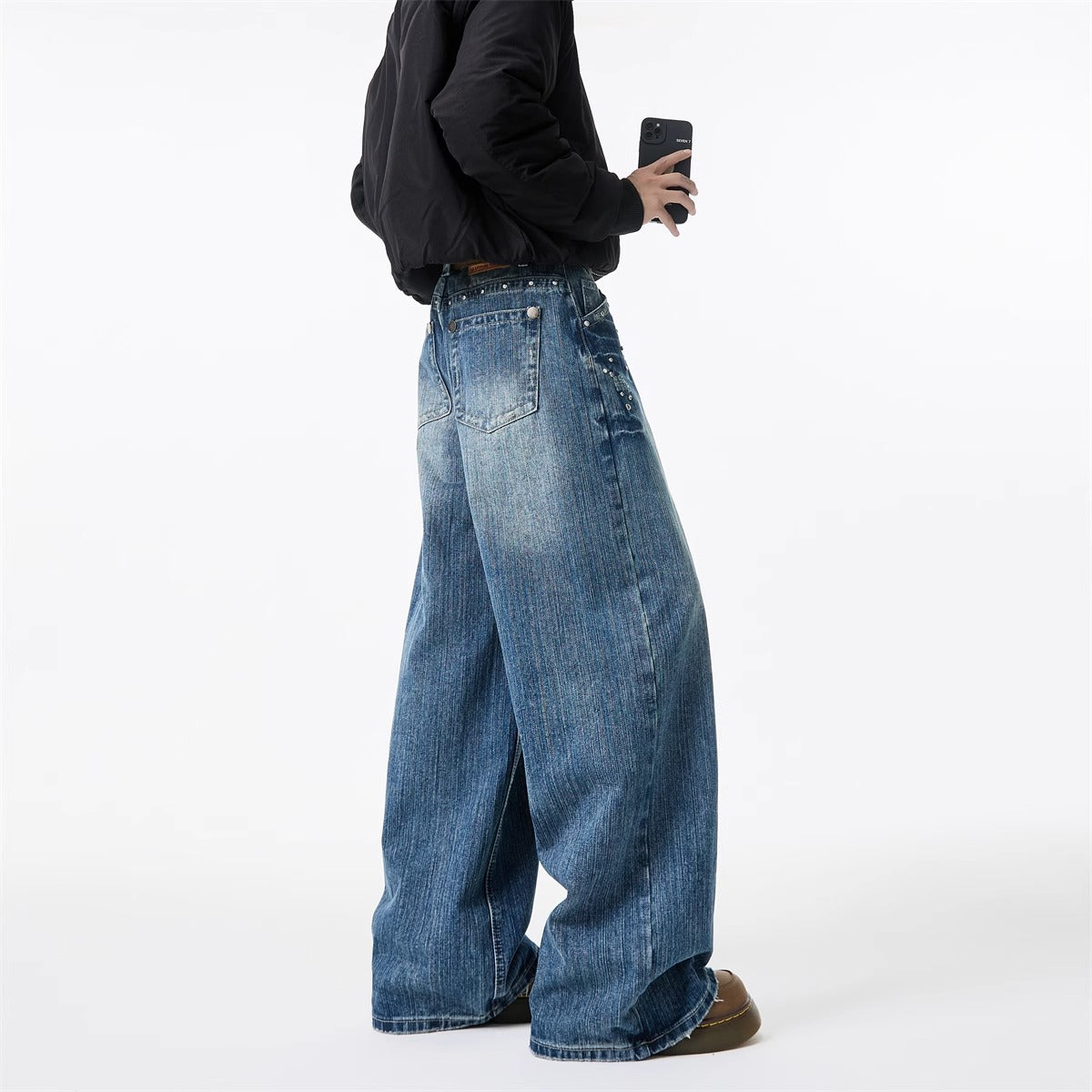 American Rivet Washed Lightning Jeans for men