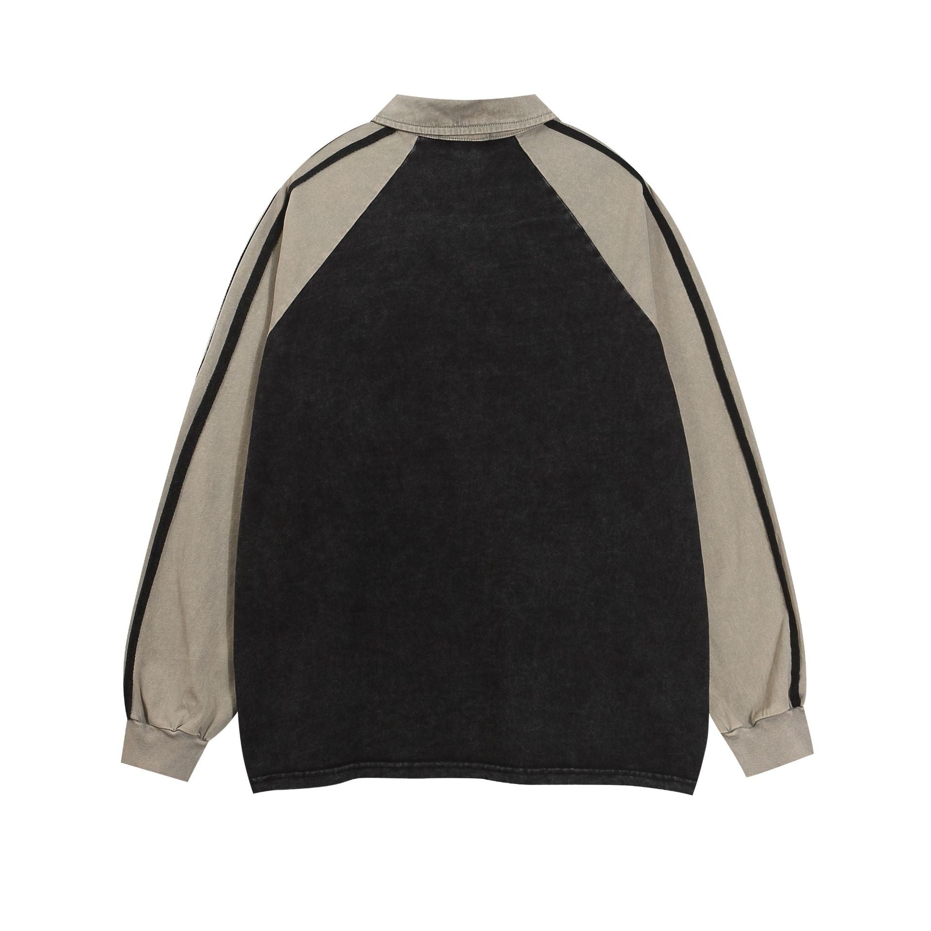 Sweater Retro Polo Collar Long Sleeve Loose Top for men
