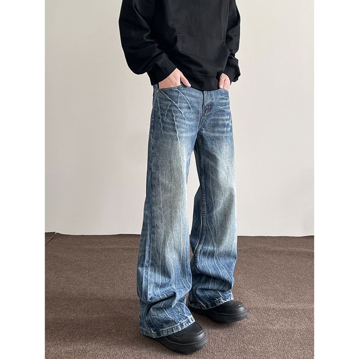 American Retro Lightning Blue Straight Jeans for men