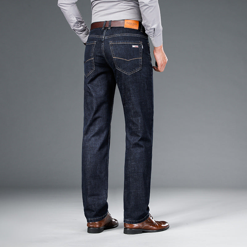 Loose Straight Business Washed Jeans for men
