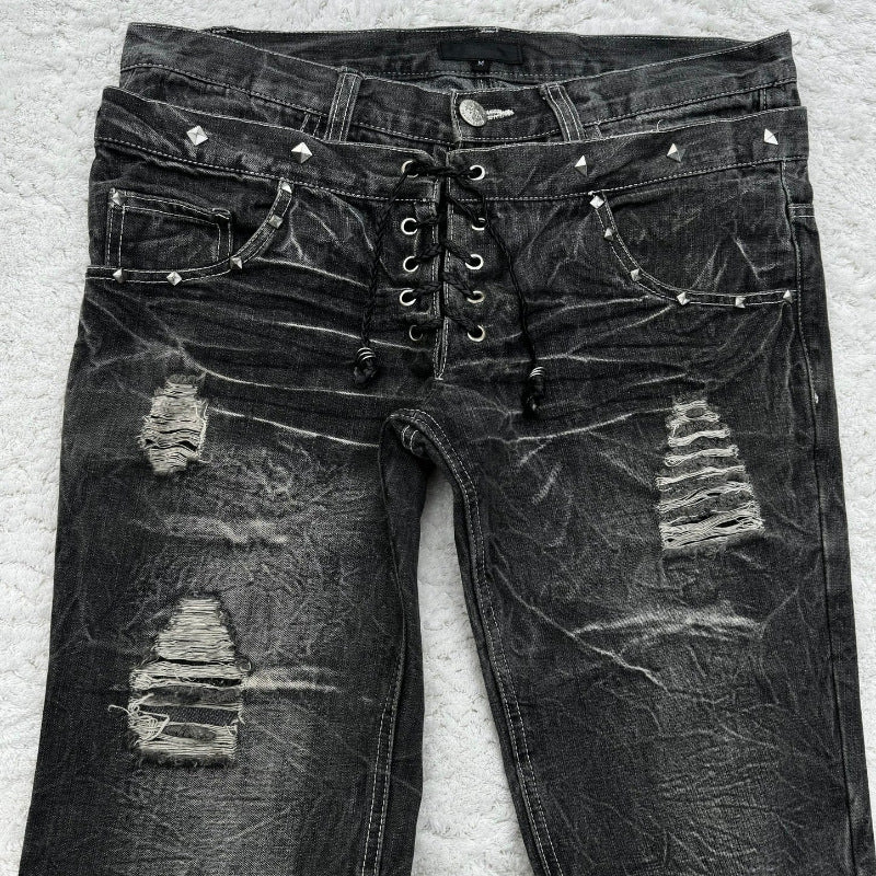 Slightly Flared Double Waist Lace Pants For Men And Women