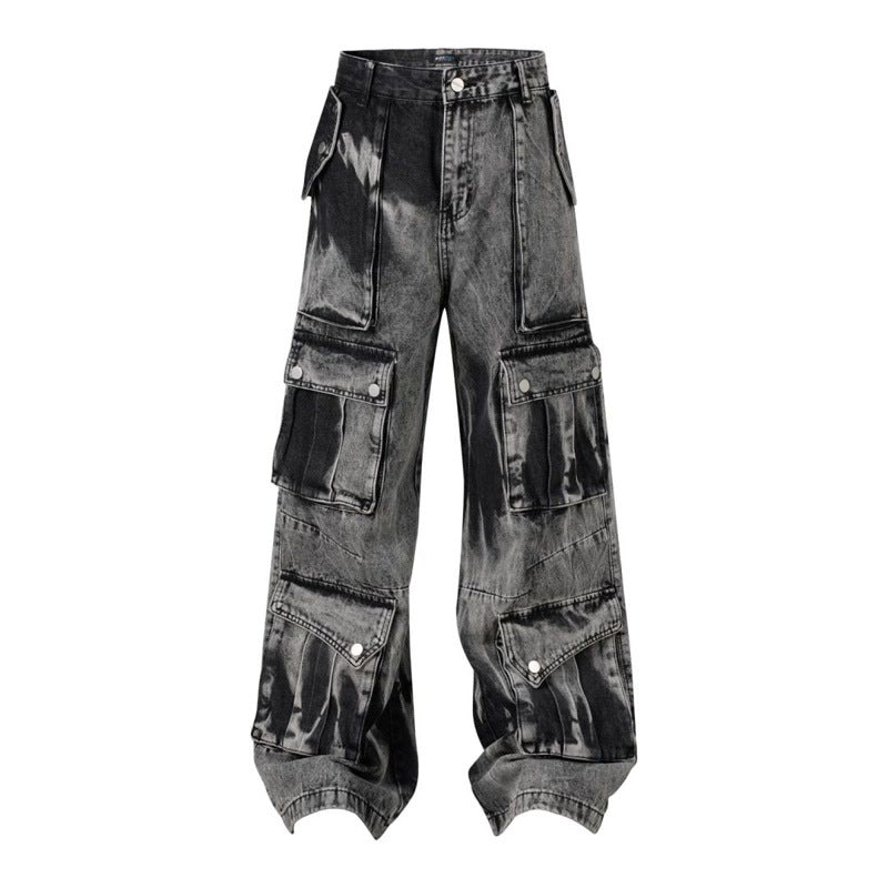 Washed Multi-pocket Design Straight Men's Jeans for men