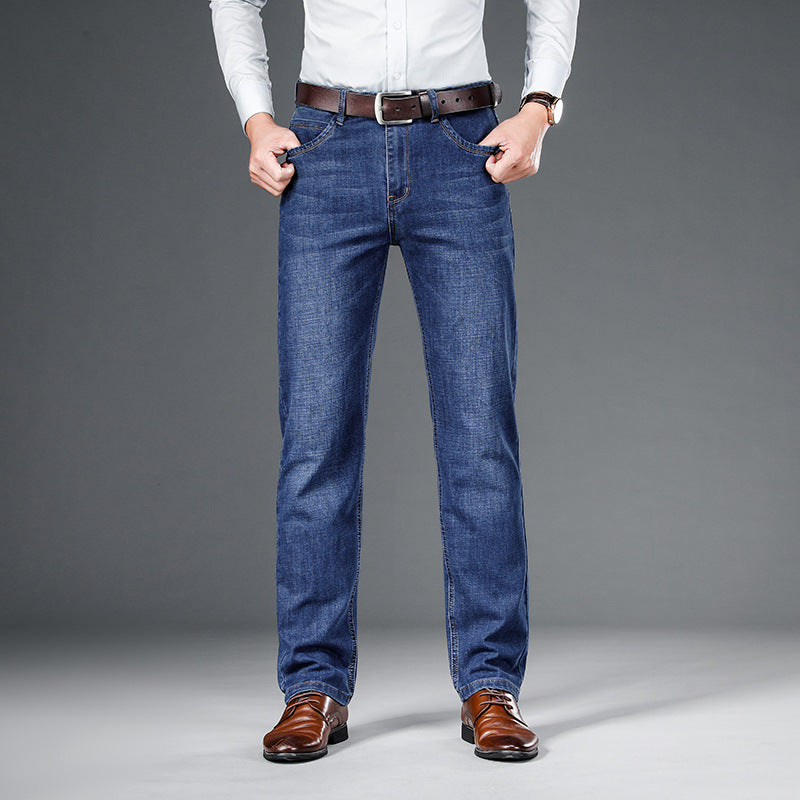 Loose Straight Business Washed Jeans for men