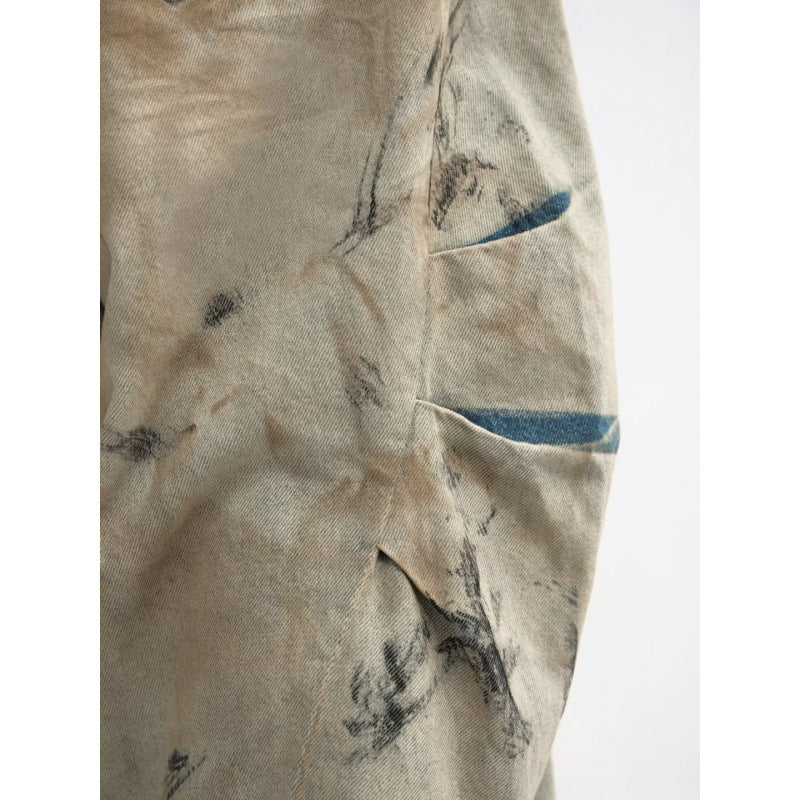American High Street Retro Washed Tie-dye Worn Jeans