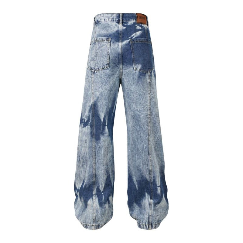 Washed Multi-pocket Design Straight Men's Jeans for men