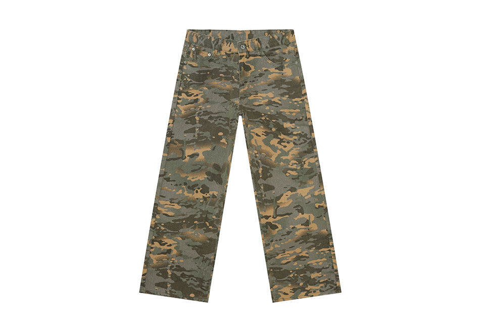 Camouflage Basic Style Straight Washed Jeans for men