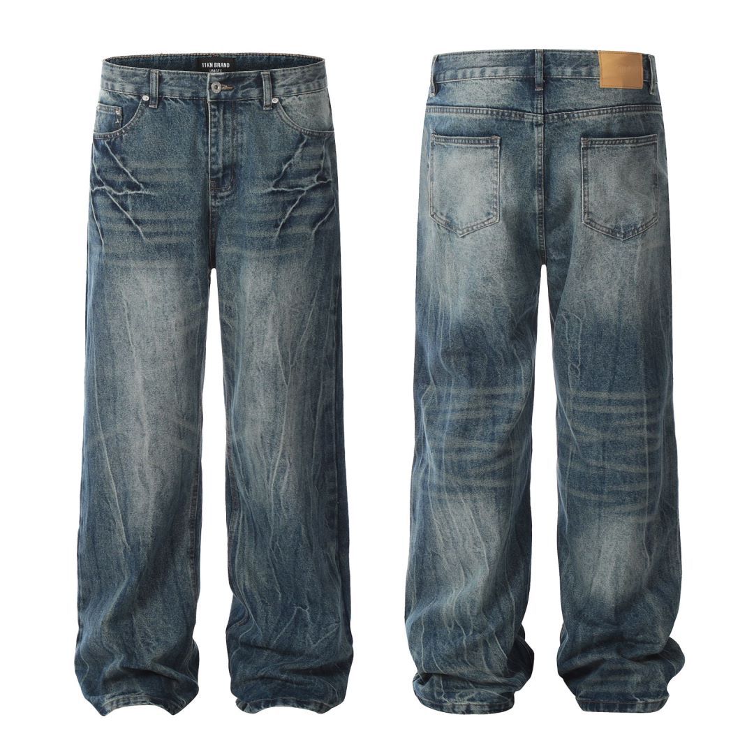 American Retro Lightning Blue Straight Jeans for men