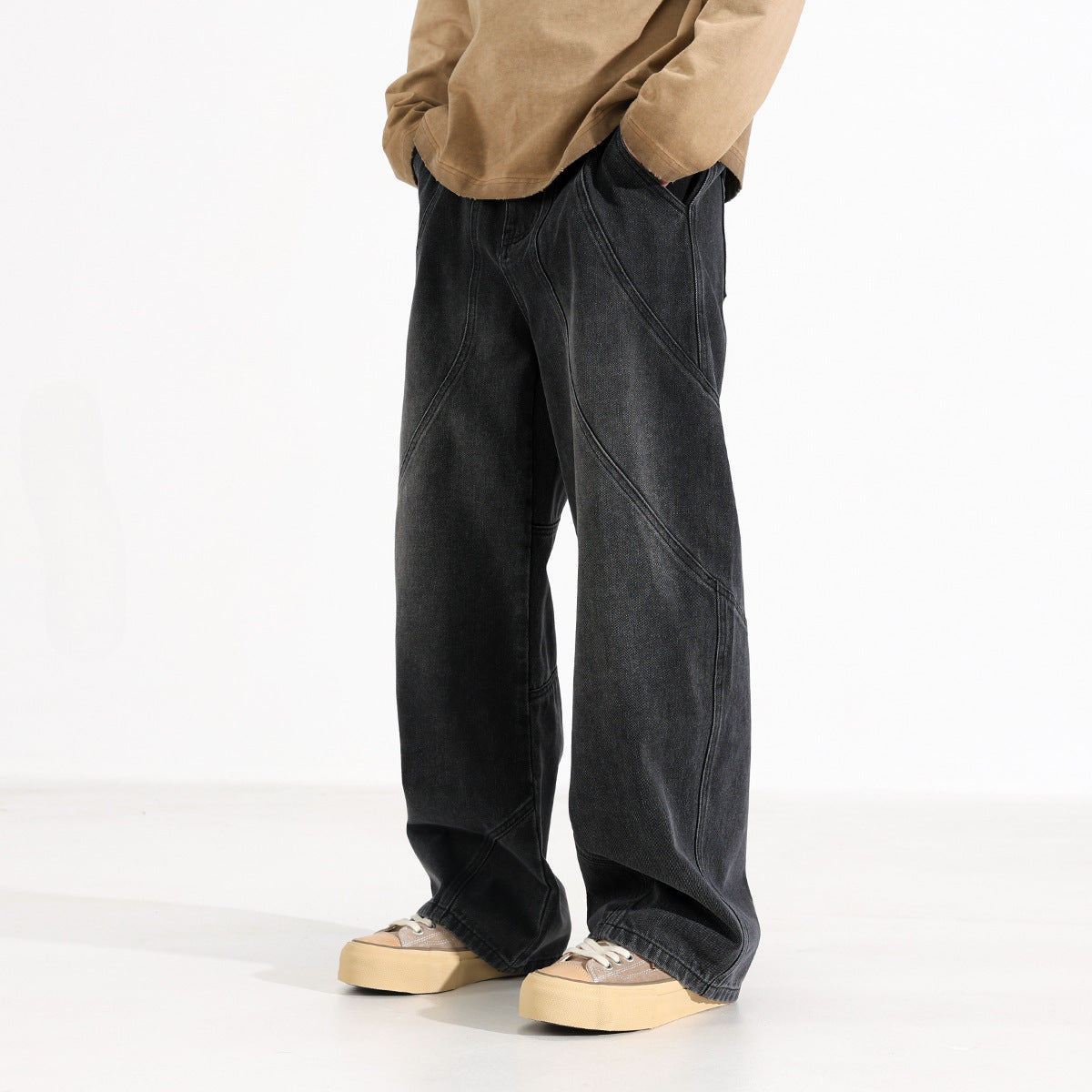 Trendy Washed Old Straight-leg Wide-leg Pants for men