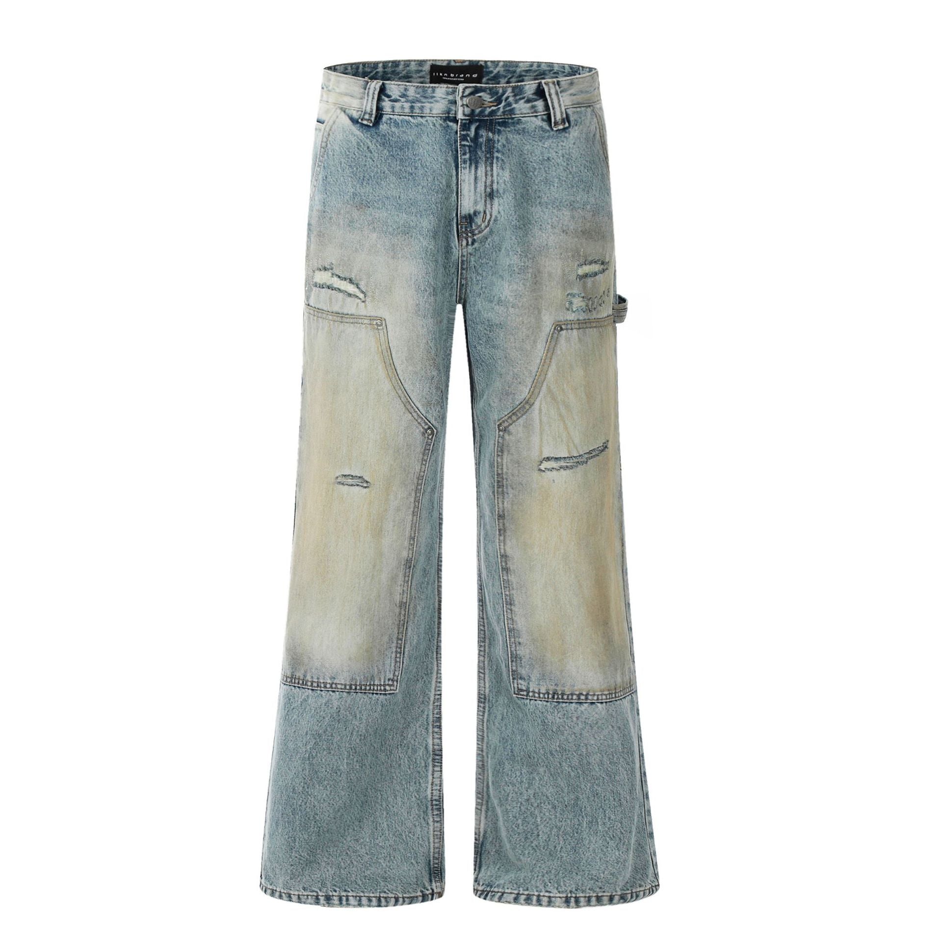 American Style Washed-out Vintage Straight Casual Loose Jeans